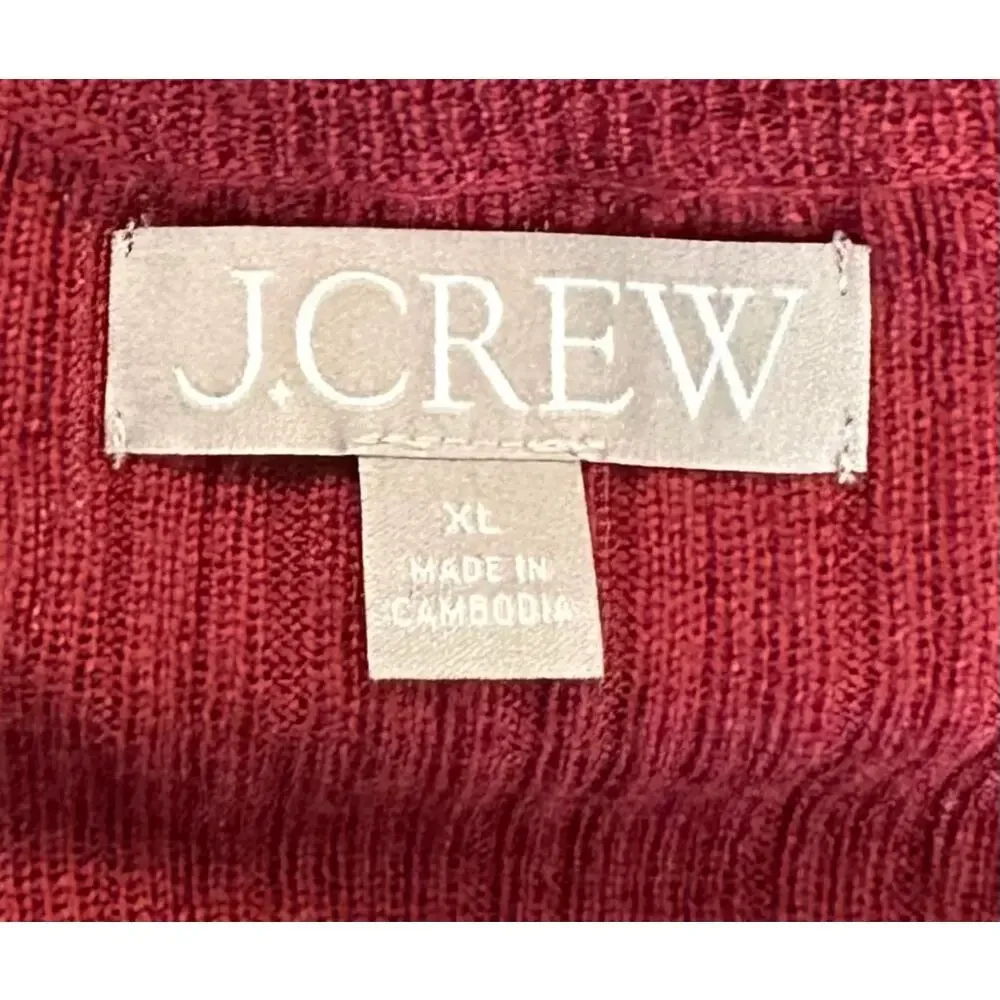 J. Crew Layered Pointelle Sweater Tee in Merino Wool Burgundy Red CN691 Size XL